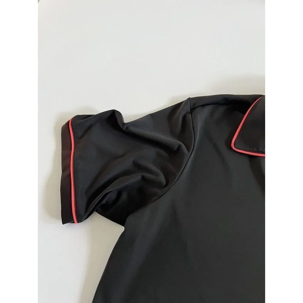 Adidas‎ Golf Polo Size Medium Black With Pink Trim